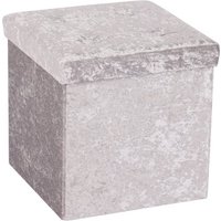 Foldable Silver Velvet Cube Ottoman