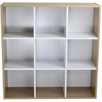 Rome Modular 9 Cube White and Oak Finish Cube Shelving Unit