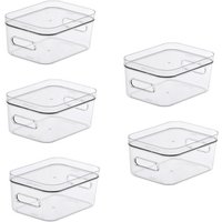 Compact Storage Tub Small with lids 15L Set of 5 Clear