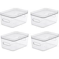 Compact Storage Tub Medium with lids 53L Set of 4 Clear