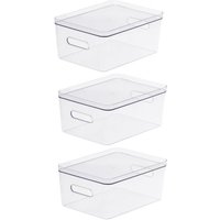 Compact Storage Tub Large with lids 154L Set of 3 Clear