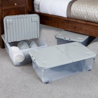 Wham 32L Set of 3 Underbed Storage Box with Wheels and Lid