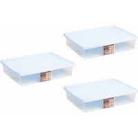 Wham Plastic Storage Box 1475 Litre Pack of 3 Clear with Blue Lid Clear Blue Lid