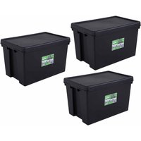 Wham Bam Recycled Storage Boxes 62 Litre Pack of 3 Black