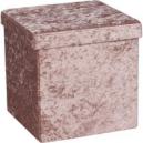 Foldable Blush Velvet Cube Ottoman Blush