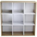 Rome Modular 9 Cube White and Oak Finish Cube Shelving Unit