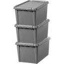 SmartStore Recycled 47L Set of 3 Boxes Grey Grey