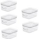 Compact Storage Tub Small with lids 15L Set of 5 Clear
