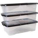 Set of 3 Strata 30L Curve Storage Box with Lids Clear