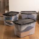 Set of 3 Strata 65L Curve Storage Box with Lids Clear