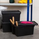 Wham Bam 16L Set of 3 Stackable Boxes and Lids Black