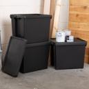 Wham Bam 24L Set of 3 Stackable Boxes and Lids Black