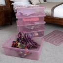 Wham Crystal Set of 5 Underbed Boxes and Lids 32L Pink