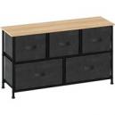 Tissa Low Grey 5 Drawer Storage Unit