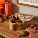 Carved Leaves Pear Shaped Mango Wood Trinket Box